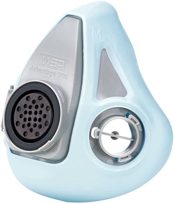 MSA Advantage 900 Elastomeric Half-Mask Respirator - Filters Exhaled Breath, Rear Clasp and Drop-Down Head Harness. Large