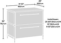 Sauder Iron City 31inW x 20inD Lateral 2-Drawer File Cabinet, Checked Oak