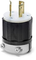 Leviton 30 Amp, 480 Volt, NEMA L8-30P, 2P, 3W, Locking Plug, Industrial Grade, Grounding, 2641, Black-White