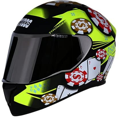 THUNDER D6 MATT BLACK/GREY N5 YELLOW C/V (XL) WITH SPOILER AND MIRROR VISOR