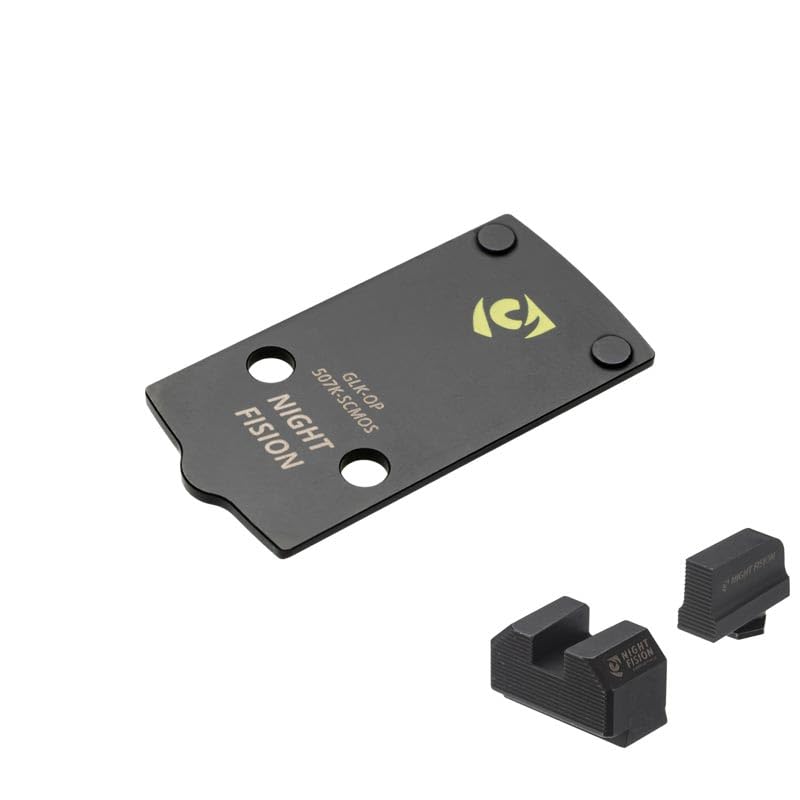 Optic Plate and Co-Witness Sight Set Compatible with Holosun 507K x2 or 407K to Glock 43X/48 MOS Models
