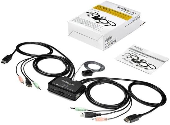 StarTech.com 2 Port DisplayPort KVM Switch - 4K 60Hz - Compact Dual Port UHD DP 1.2 USB Desktop KVM Switch with 4ft Cables