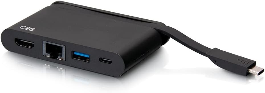 C2G USB-C 4-in-1 Compact Dock with HDMI, USB-A, Ethernet, and USB-C Power Delivery up to 100W - 4K 30Hz
