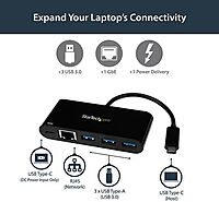 StarTech.com USB C to Ethernet Adapter - 3 Port - with Power Delivery (USB PD) - Power Pass Through Charging