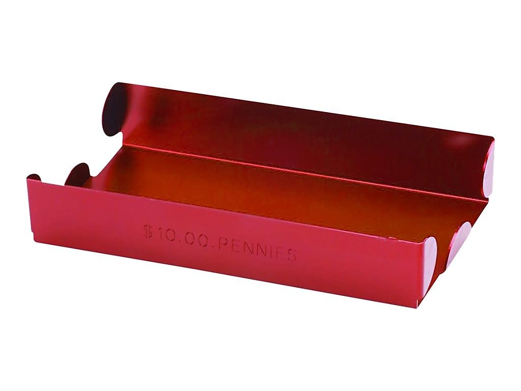 CONTROLTEK Metal Coin Tray, Pennies, 3.5 x 10 x 1.75, Red