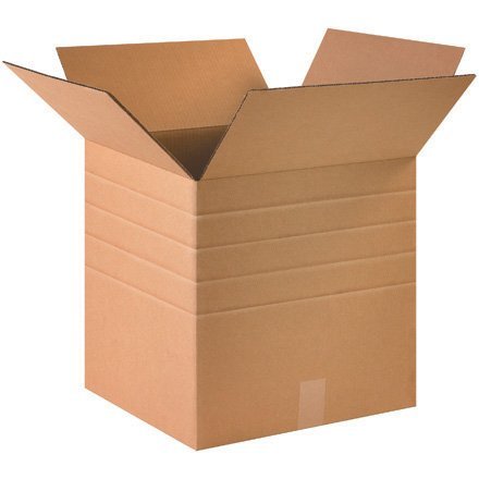 Partners Brand Multi-Depth Corrugated Boxes, 16in x 16in x 16in, Scored 14in, 12in, 10in, 8in, Kraft, Pack Of 10
