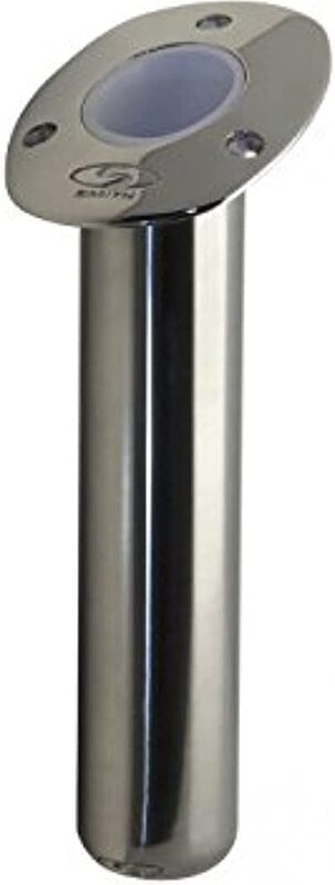 C.E. Smith Flush Mount Rod Holder - 30 Degree & 9" Depth - Stainless Steel - Cast Bottom - White Vinyl Liner