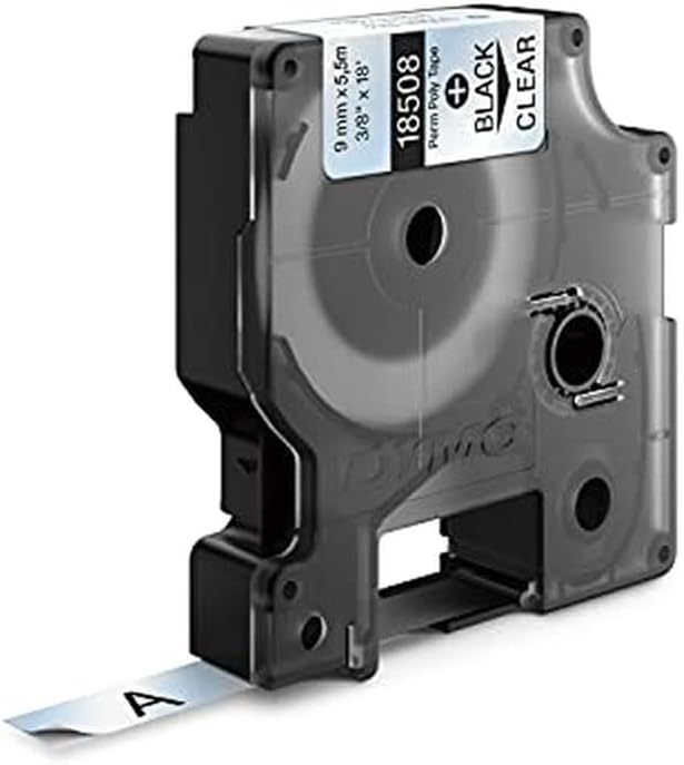 DYMO Permanent Polyester Industrial Label Tape, Clear with Black Print