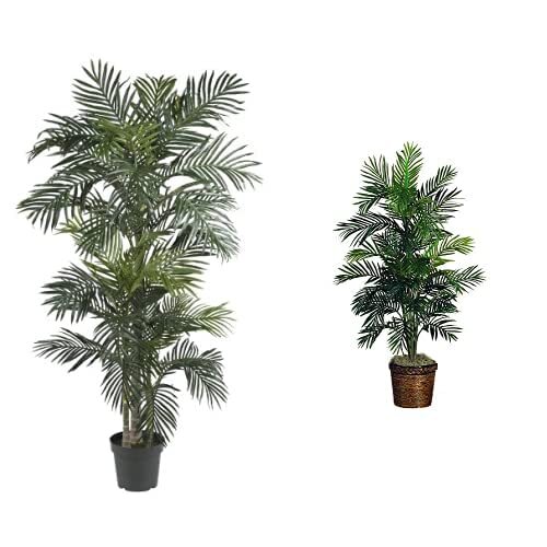 Nearly Natural 5289 6.5ft Golden Cane Palm Silk Tree, Green