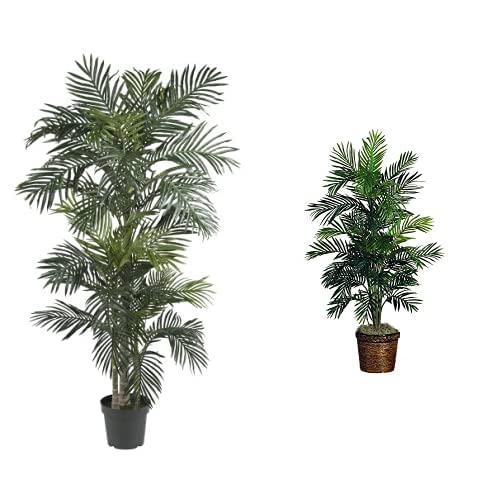 Nearly Natural 5289 6.5ft Golden Cane Palm Silk Tree, Green