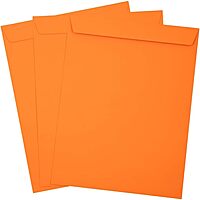 LUX Open-End 10in x 13in Envelopes, Peel & Press Closure, Mandarin Orange, Pack Of 50