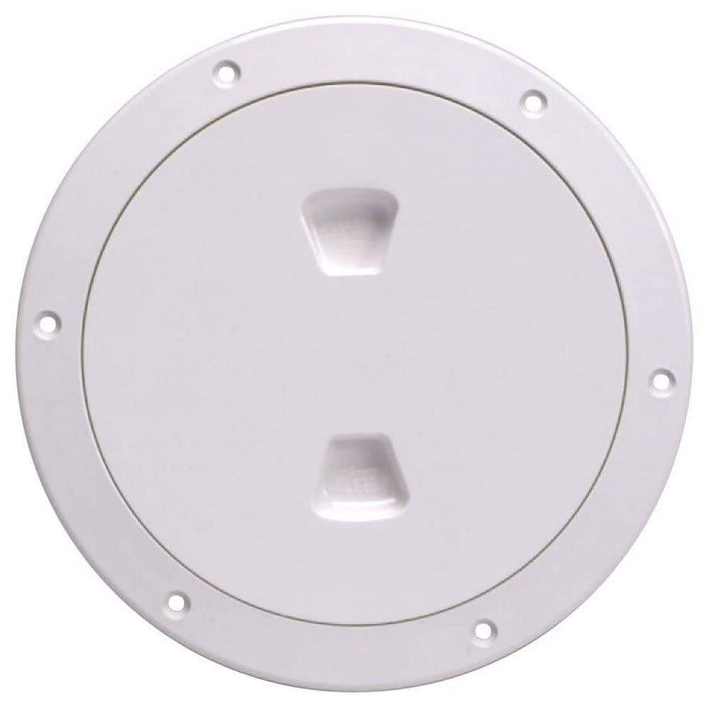 Beckson 6" Smooth Center Screw-Out Deck Plate - White