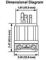 Leviton 2321 20 Amp, 250 Volt, NEMA L6-20P, 2P, 3W, Locking Plug, Industrial Grade, Grounding - Black-White One Size