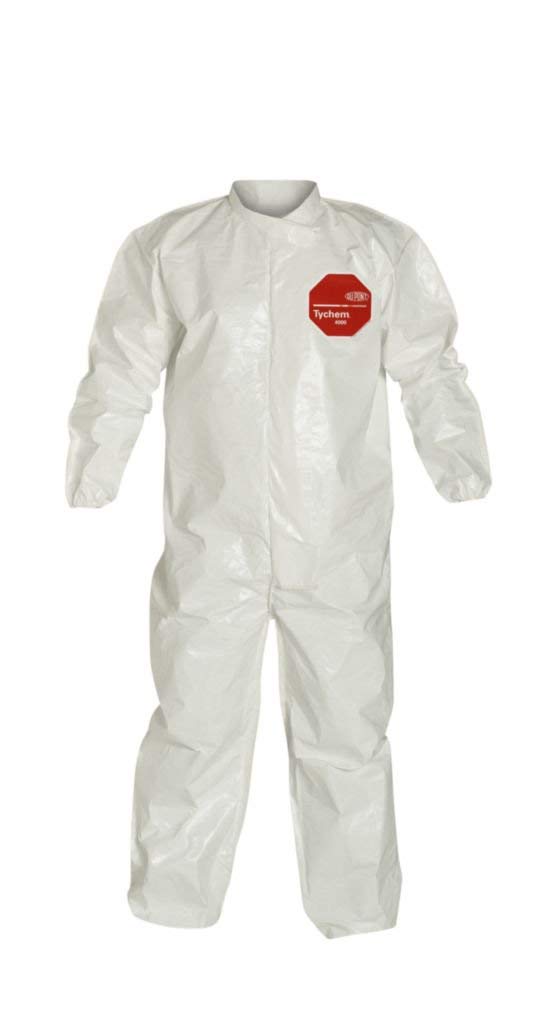 DuPont Tychem 4000 Disposable Chemical Resistant Coverall with Elastic Cuff and Bound Seams, White, 3X-Large, 12-Pack