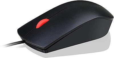 Lenovo Essential USB Mouse - Optical - Cable - Black - USB - 1600 dpi - Scroll Wheel - 3 Button(s) - Symmetrical - 1 Each