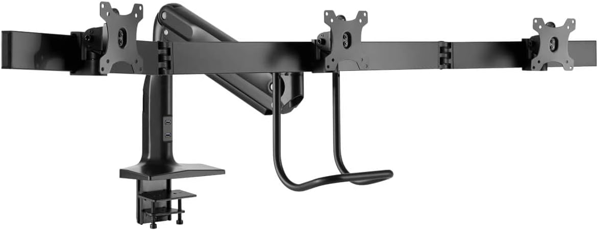 TRIPP LITE DMPDT1732AM Safe-IT Precision-Placement Triple 17-32 inch Monitor Desktop Mount, 90-Degree Rotation