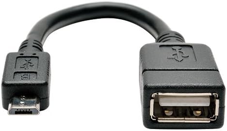 Tripp Lite U052-06N Micro USB to OTG Host Adapter Cable 5-Pin Micro USB A/A M/F 6-in, Black OTG 2-in-1 to USB-A