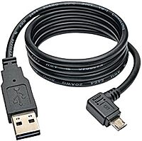 TRIPP LITE Reversible USB Charging Cable A to Right-Angle Micro B (UR05C-003-RB) - 3 ft, Black