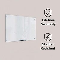 U Brands Glass Non-Magnetic Dry-Erase Board, 36in X 24in, Black Surface, Frameless, Actual Size 35in X 23in (170U00-01)