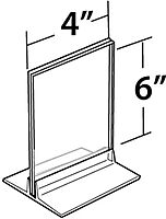 Azar Displays 102726 Clear Acrylic Double Sided Sign Holder 4" x 6" Vertical/Horizontal with T Strip, 10-Pack