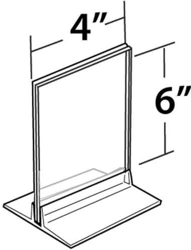 Azar Displays 102726 Clear Acrylic Double Sided Sign Holder 4" x 6" Vertical/Horizontal with T Strip, 10-Pack