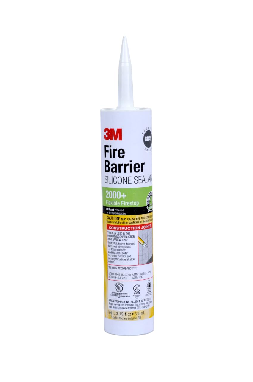 3M Fire Barrier Silicone Sealant 2000+, Gray Color, Elastomeric, Ready-To-Use, Single-Component, Neutral-Cure