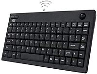 WKB-3100UB Wireless Mini Trackball Keyboard - Compact 87-Key Layout, Built-in 800 DPI Optical Trackball