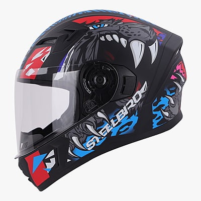 STEELBIRD SBA-21 RAPTOR PANTHA GLOSSY BLACK/RED NEON  C/V 580 MM (M) (LONG CHEEKPAD)