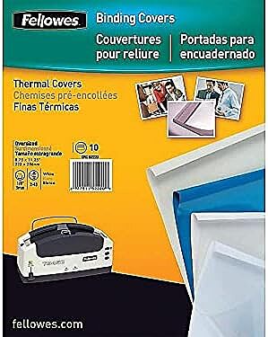 Fellowes Thermal Heavy-Gauge Binding Covers, 1/8in, 16-30 Sheet Capacity, Clear/Black, 10-Pack