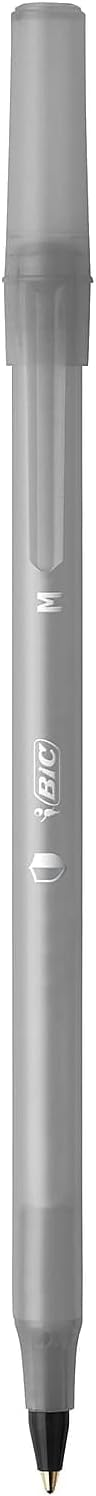 BIC PrevaGuard Round Stic Ballpoint Pen With Built-in Protection To Suppress Bacteria Growth, Medium Point (1.0 mm), Black