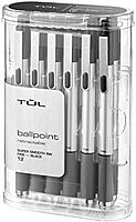 TUL BP3 Ballpoint, Retractable, Fine Point, 0.8 mm, Silver Barrel, Black Ink, Pack Of 12