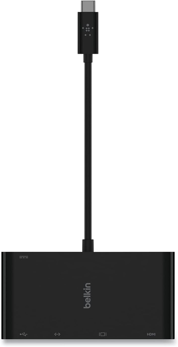 Belkin USB-C Multimedia + Charge Adapter, 4K HDMI/USB-A/USB-C/VGA, 4.9 ft, Black