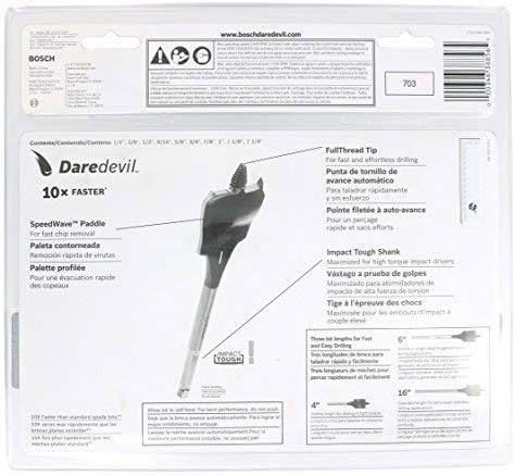 BOSCH DSB5010 Daredevil 10-Piece Standard Spade Bit Set w/Full Cone Threading and Spurred Tip, Blue