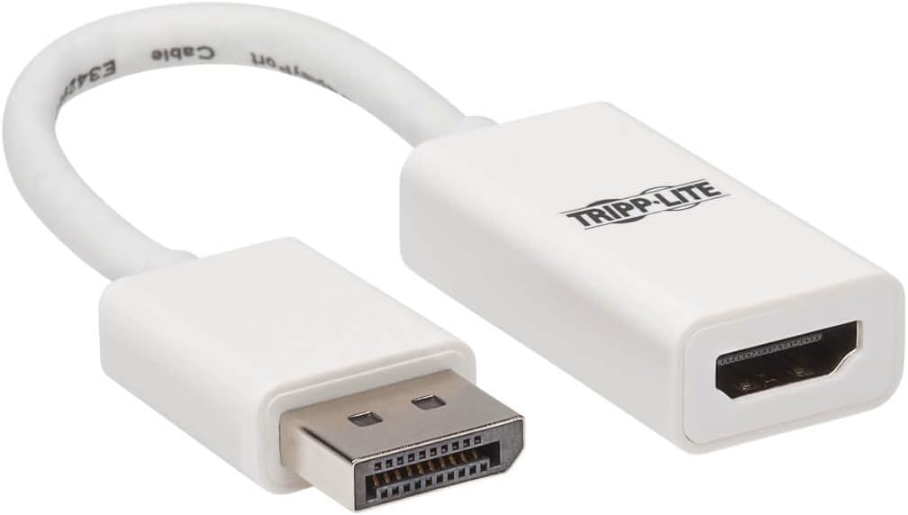 DisplayPort to HDMI Active Adapter 4K M/F White DP to HDMI 6in