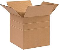 Partners Brand Multi-Depth Corrugated Boxes, 12in x 12in x 12in, Scored 10in, 8in, Kraft, Pack Of 25