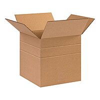 Partners Brand Multi-Depth Corrugated Boxes, 12in x 12in x 12in, Scored 10in, 8in, Kraft, Pack Of 25