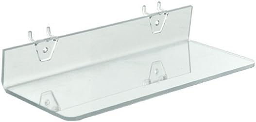 Azar Displays Clear Acrylic Shelf for Pegboard or Slatwall (4 Pack)
