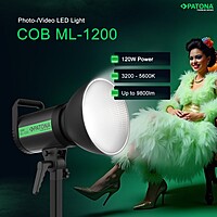 PATONA Premium LED professional photo light video light LED 120W COB ML-1200 incl. carrying bag