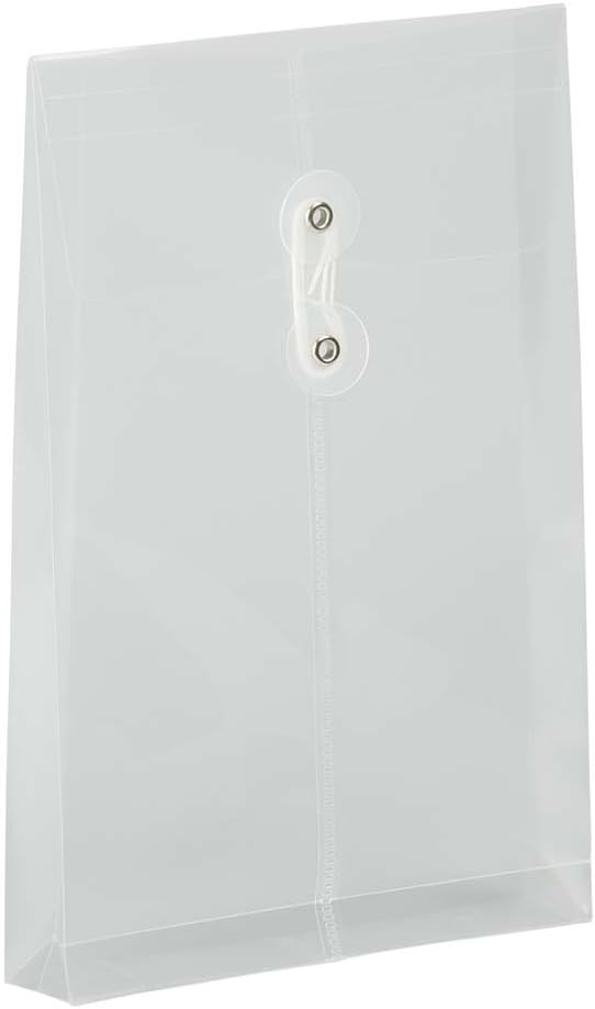 JAM PAPER Open-End Plastic Envelopes, Button & String
