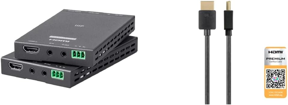 Monoprice 4K Pro HDBaseT Extender Kit, IR, 70 Meters with PoC, RS232, HDCP 2.2