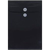 JAM PAPER Plastic Envelopes with Button & String Tie Closure - Legal Open End - 9 3/4 x 14 1/2 - Black - 12/Pack Legal Black