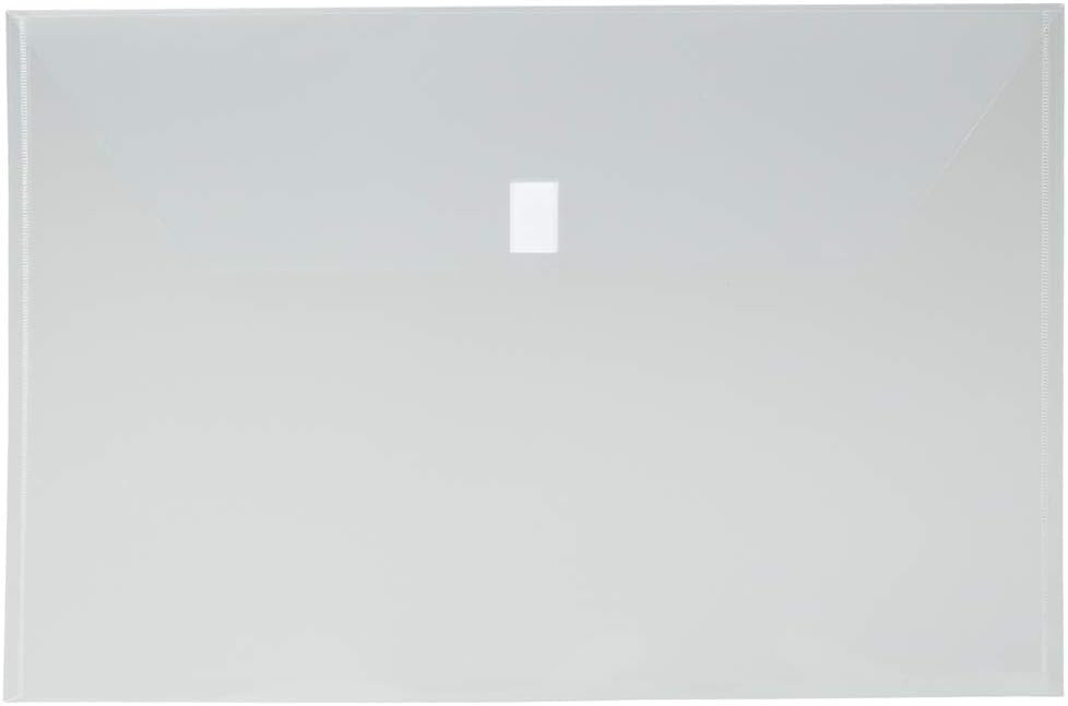 JAM PAPER Plastic Envelopes with Hook & Loop Closure - Jumbo Booklet - 12 x 18 - Clear - 12/Pack