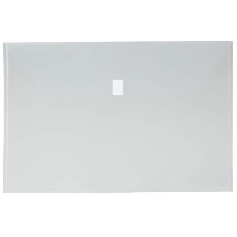 JAM PAPER Plastic Envelopes with Hook & Loop Closure - Jumbo Booklet - 12 x 18 - Clear - 12/Pack