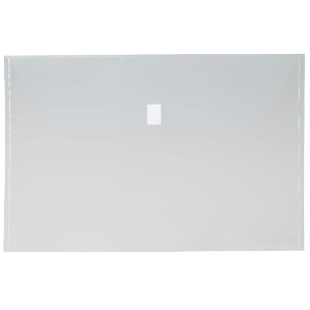 JAM PAPER Plastic Envelopes with Hook & Loop Closure - Jumbo Booklet - 12 x 18 - Clear - 12/Pack