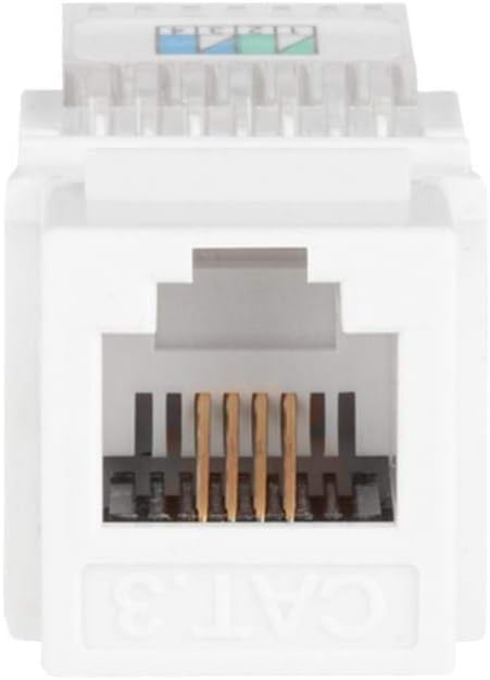 Monoprice RJ11 Toolless 180-Degree Keystone Jack - For 22-26AWG Solid Wire, White 1 Count (Pack of 1)