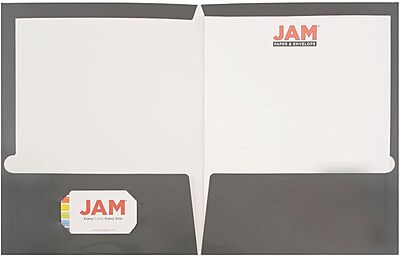 JAM PAPER Laminated Two-Pocket Glossy Presentation Folders - Letter Size