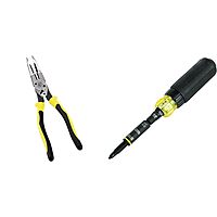 Klein Tools Needle Nose Pliers and 11-in-1 Ratcheting Screwdriver Nut Driver Tool Bundle Crimper + SCREWDRIVER,32500HDRT