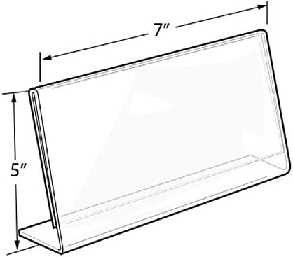 Azar Displays Acrylic L-Shaped Sign Holders, Clear - Pack of 10