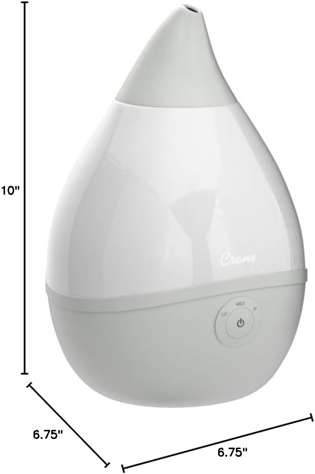 CRANE Droplet/Teardrop Ultrasonic Cool Mist Humidifier, 0.5 Gallon
