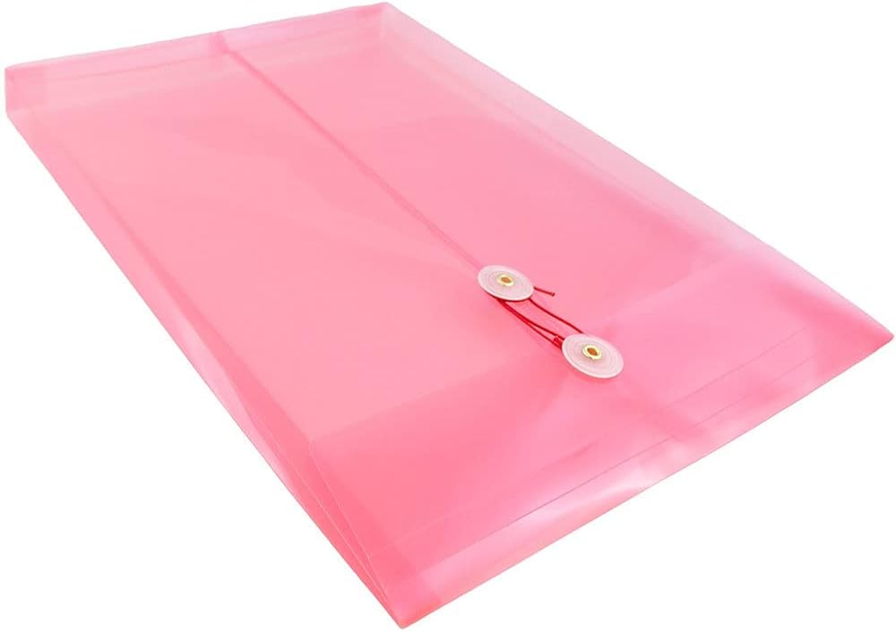 JAM PAPER Open-End Plastic Envelopes, Button & String